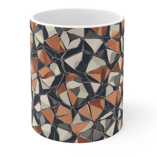 Colorful Geometric Delight 1.. C-Handled 11 oz mug. Porcelain Not Ceramic. Printed & Glazed Not Dye Sublimation. Dishwasher / Microwave Safe