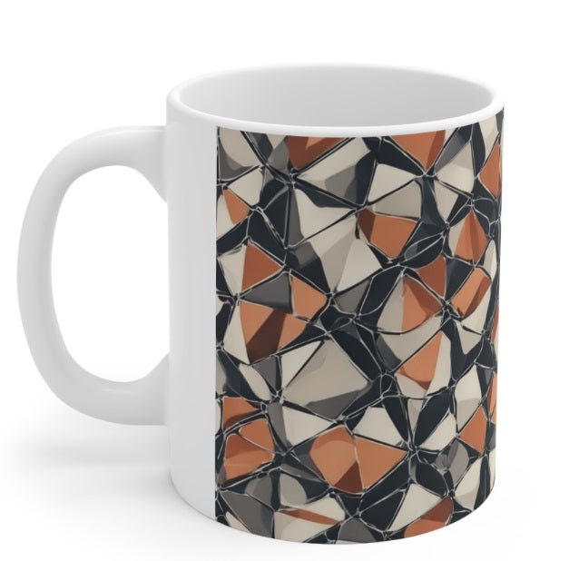 Colorful Geometric Delight 1. C-Handled 11 oz mug. Porcelain Not Ceramic. Printed & Glazed Not Dye Sublimation. Dishwasher / Microwave Safe
