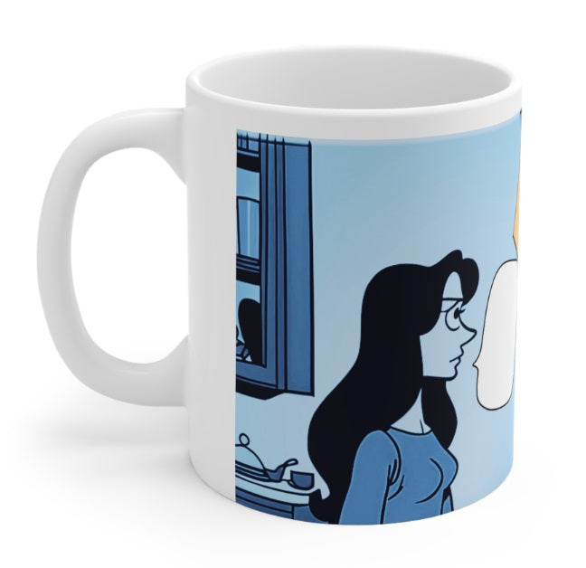 He Said/She Said: Big Man With Vest Porcelain Mugs Printed Personalized On The Mug. Printed & Glazed Not Dye Sublimation. Dishwasher & Microwave Safe